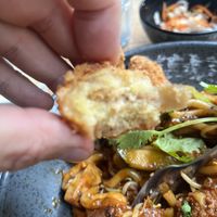 Crispy Seitan Appetizer with 80% Batter and undercooked insidee  at La Vegana in Warsaw