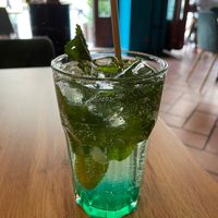 Mimosa. I do not know what gave it that neon green color. at La Vegana in Warsaw