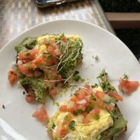Avocado toast with egg    at Kindbelly Cafe in Myrtle Beach