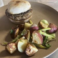 Zucchini Burger & side of the day   at Dan d'Lion Eatery in Hungry Horse
