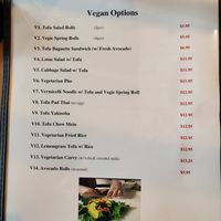 Vegan Menu at BG Pho in Battle Ground