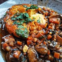 Mushroom Goulash with Polenta at Pfannenzauber in Aachen