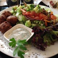 carrot and potato balls plus salad @ Pfannenzauber - Aachen at Pfannenzauber in Aachen
