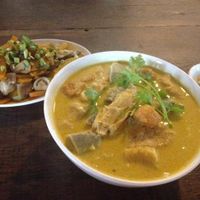 curry noodle soup and pumpkin with mushroom at Saigon Vegan - Vo Van Tan in Ho Chi Minh City