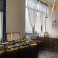 Cozy blue interior decor at and Amrita in Kaisogun