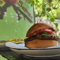 Black bean burger at Vegan Basket in Kilifi