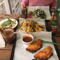 Quesabirria Tacos, Fancy Fries, Jackfruit Flauta, I Heart Ceviche with a side of Michelada!  at Plantology - Cloud Kitchen - Maybe closed in San Antonio