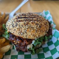 Close up of BBQ shroom sandwich at Plantology - Cloud Kitchen - Maybe closed in San Antonio