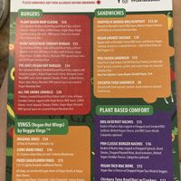 Menu front  at Plant Based Heat in Memphis