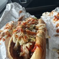 Smoked sausage with onions/pepperss  at Plant Based Heat in Memphis