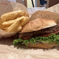 Plantville Burger w/o cheese, large fry, and a strawberry bliss shake 🤤  at Burgerville in The Dalles