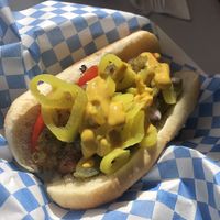 Vegan Chicago Dog! at Seaside Slushies & Dogs in Seaside