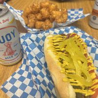 Vegan field roast Chicago dog and toys  at Seaside Slushies & Dogs in Seaside