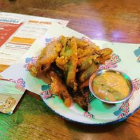 Frickles with dip at Zaks - Mousehold in Norwich