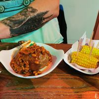 Jacket potato and corn at Zaks - Mousehold in Norwich