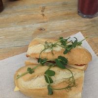 Vegan cheese and tomato baguette at Pretty&Pip in Cirencester