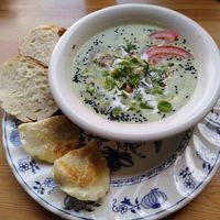 Kalte Gurkensuppe at BABA Handmade Cafe in Leipzig