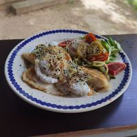 Pierogi mit Salat und Quark für 10,50 Euro at BABA Handmade Cafe in Leipzig