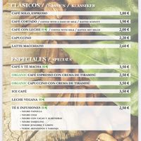 Menu at Organic in Mallorca