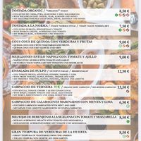 Menu at Organic in Mallorca