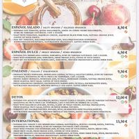 Menu at Organic in Mallorca