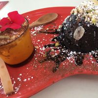 Chocolate volcano with ice cream  at Organic in Mallorca