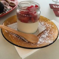 Panna Cotta with strawberries  at Organic in Mallorca