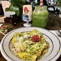 Delicious 🤤 vegetarian avocado 🥑 ravioli  at Organic in Mallorca