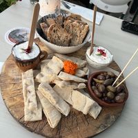 Regular and gf bread with vegan aioli dips.   at Organic in Mallorca