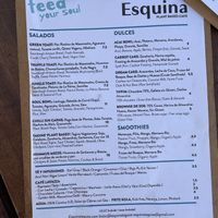 Menu at Esquina in Lanzarote