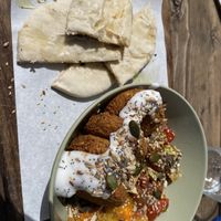 Falafel bowl with homemade pita   at Esquina in Lanzarote