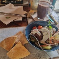 Falafel bowl and soy hot choc at Esquina in Lanzarote
