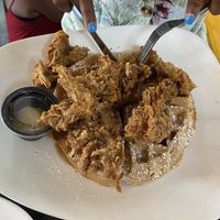 Chickn n waffles at Mo' Brunch + Brews in Houston