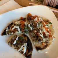 Boss flat bread pizza, perfect for one! at Mo' Brunch + Brews in Houston