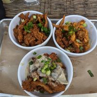 Chicken and grits flight at Mo' Brunch + Brews in Houston