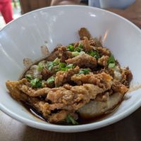 Cajun grits and fried mushrooms at Mo' Brunch + Brews in Houston
