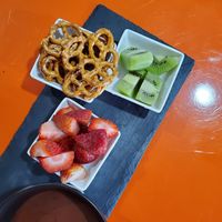 Chocolate fondue with a choice of 3 dipping bits at Wicked BOLD Vegan Kitchen in Flower Mound