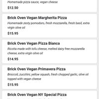 Some vegan pizzas from online menu at Little Italy in Washington