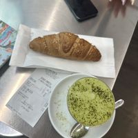 Vegan croissant w/ soymilk matcha  at Coffee O'Clock in Arezzo
