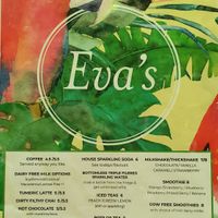 Drinks menu at Eva's Cafe in Darwin
