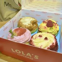 Strawberry, caramel, red velvet, raspberry&passion fruit  at Lola's Cupcakes - Selfridges in London