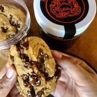 Vegan chocolate chip cookies with awesome gooey Belgian chocolate at Buddha Belly Cookies in Denpasar