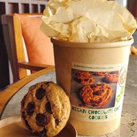 Sustainable container and delicious chocolate chip cookies! at Buddha Belly Cookies in Denpasar