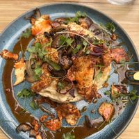 Savoy Pancakes (mushrooms, garlic, tofu and a delicious and spicy sauce)  at Pinch in South West London