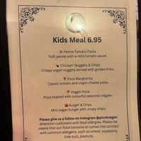 New kids menu   at Pinch in South West London