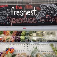 Veggie case at Public Market Cafe in Wheeling