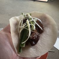 A shot of a fully assembled duck pancake   at Miss Li's Kitchen Chinese & Malaysian Takeaway in Wednesbury