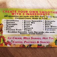 Lots of options to create your own smoothie! at Kween Vee Smoothies in St Thomas