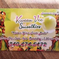 Kween Vee's card at Kween Vee Smoothies in St Thomas