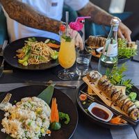 Pineapple Fried Rice, Veggie Noodles & Fried Avocado Roll at Z&B Restaurant in Trier